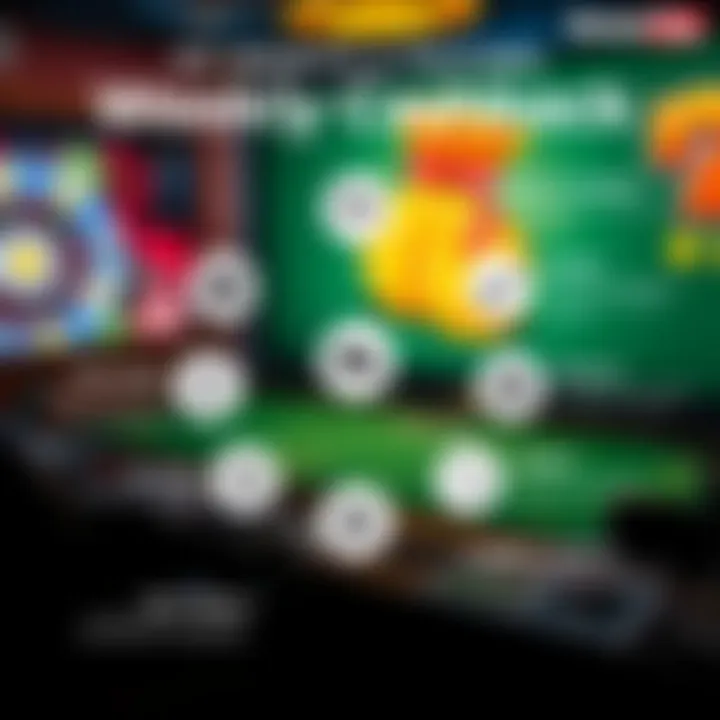 Graphic depicting benefits and features of RocketPlay’s weekly cashback program for users