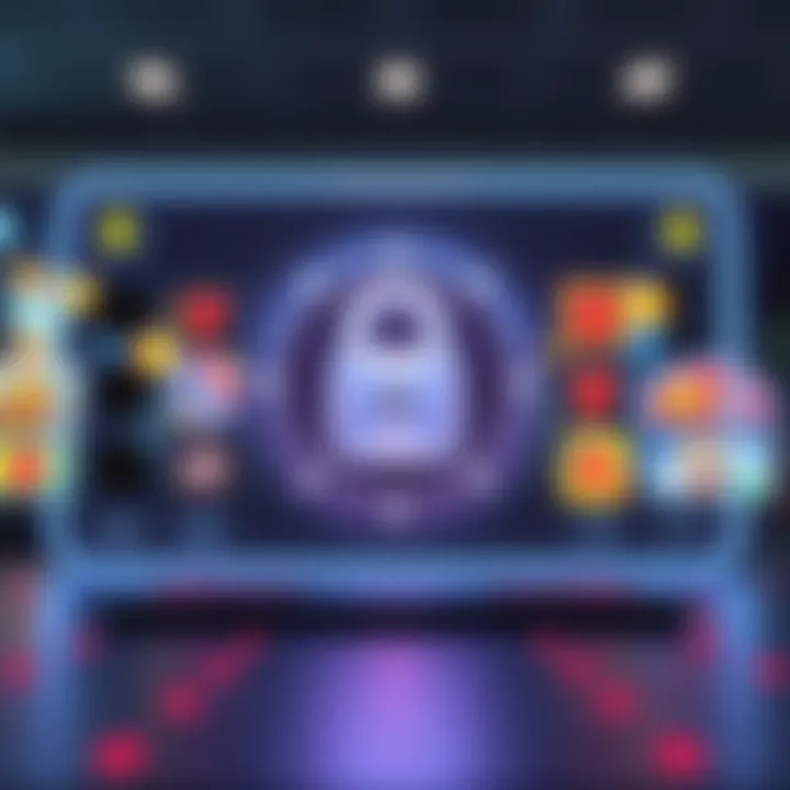 Secure online casino platform with digital lock and game icons representing safety and trust