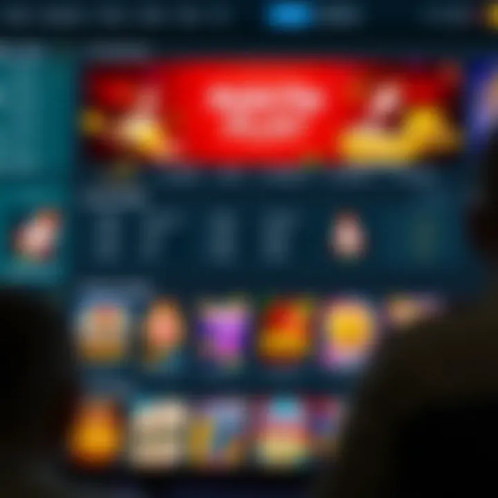 Online casino interface displaying various slot games and betting options