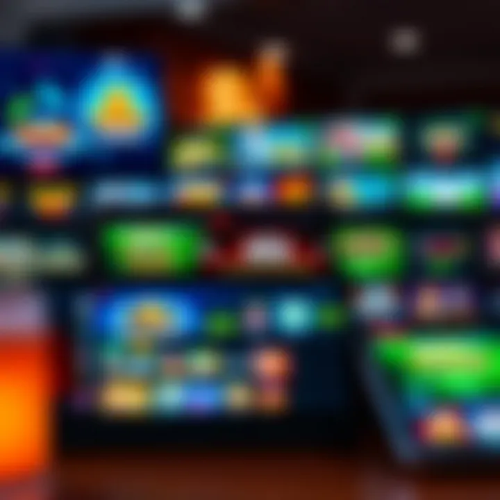 Variety of online casino games displayed on multiple devices