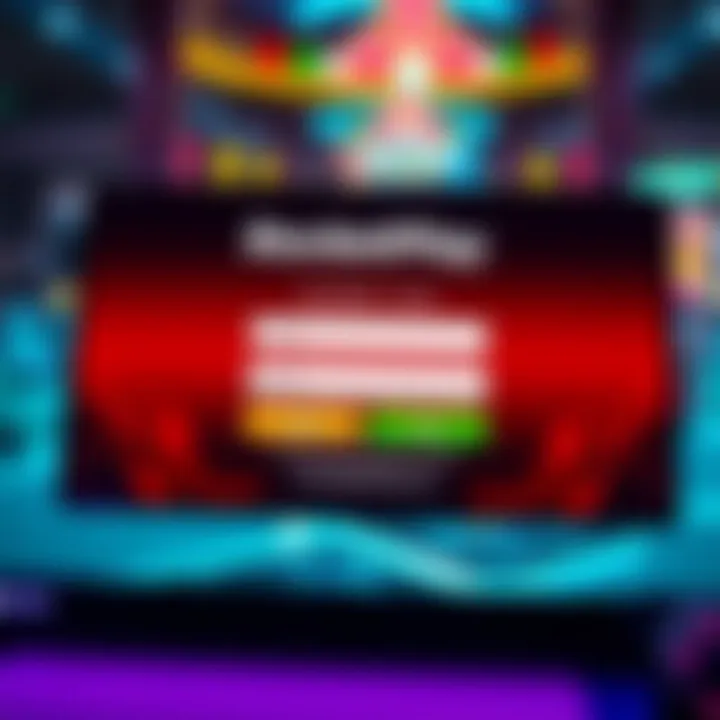 User interface showing RocketPlay Casino login screen with fields for email and password