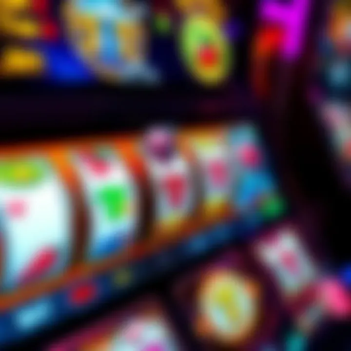 Colorful online pokies interface showing reels and various symbols on a digital screen