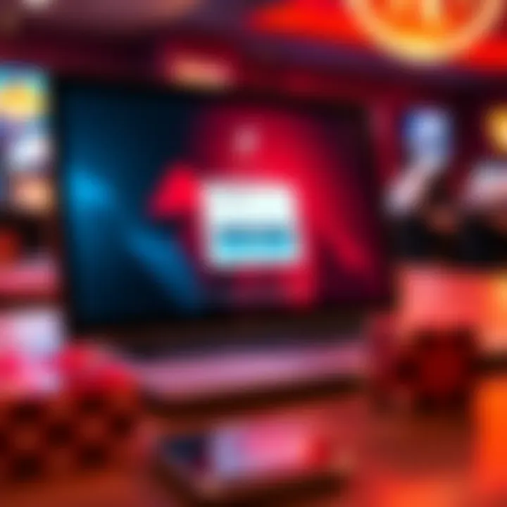 Secure login screen displaying Rocket Casino interface on a laptop