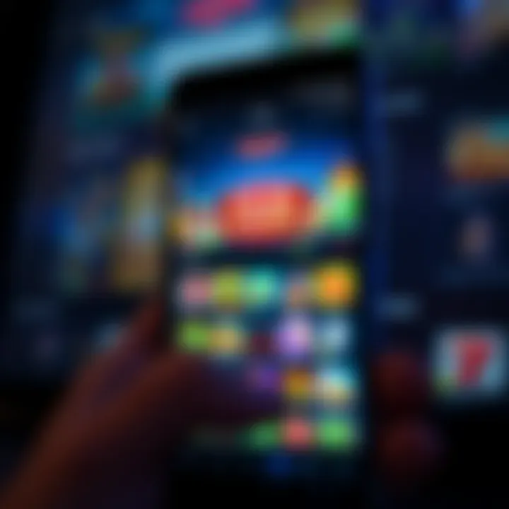 Android smartphone displaying the Rocket Play Casino app interface with vibrant game icons and user-friendly layout