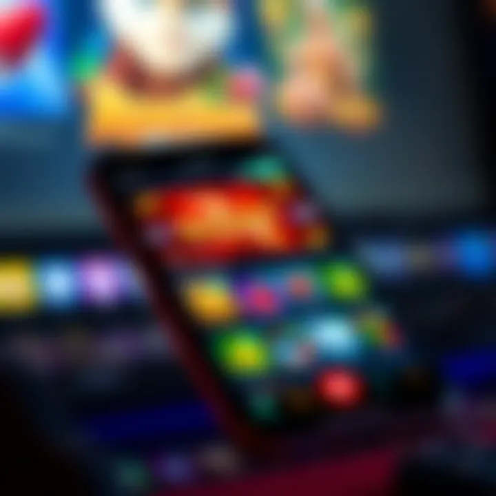 Mobile phone displaying Rocket Play Casino app interface with colorful game icons
