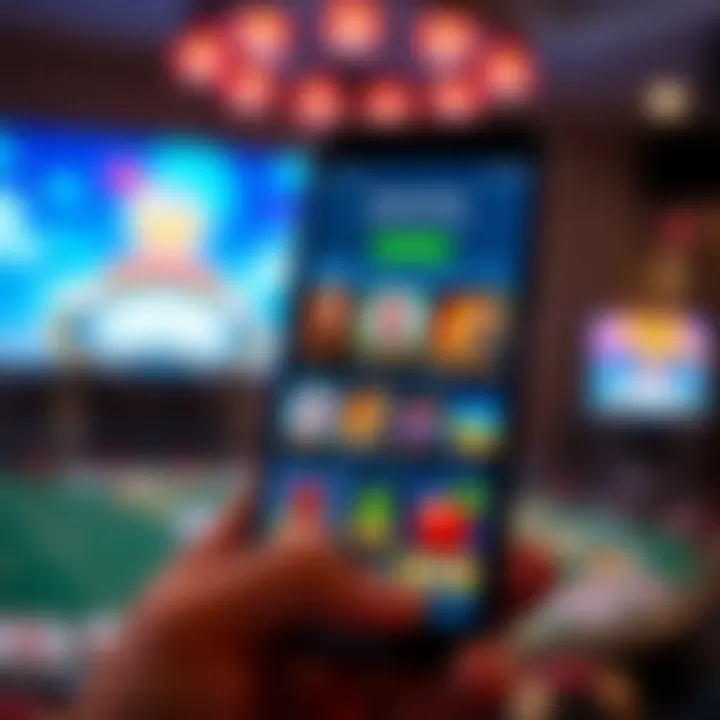Mobile device displaying Rocket Play Casino app interface with game selection and navigation menu