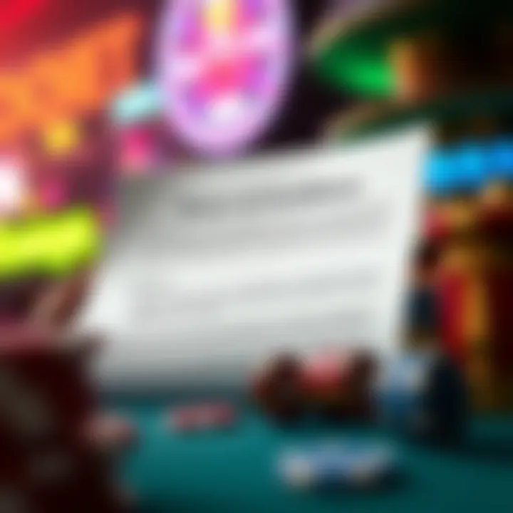 Visual representation of terms and conditions document highlighting key points related to casino bonus offers