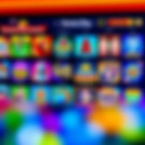 Colorful online casino interface displaying a variety of slot games and jackpots