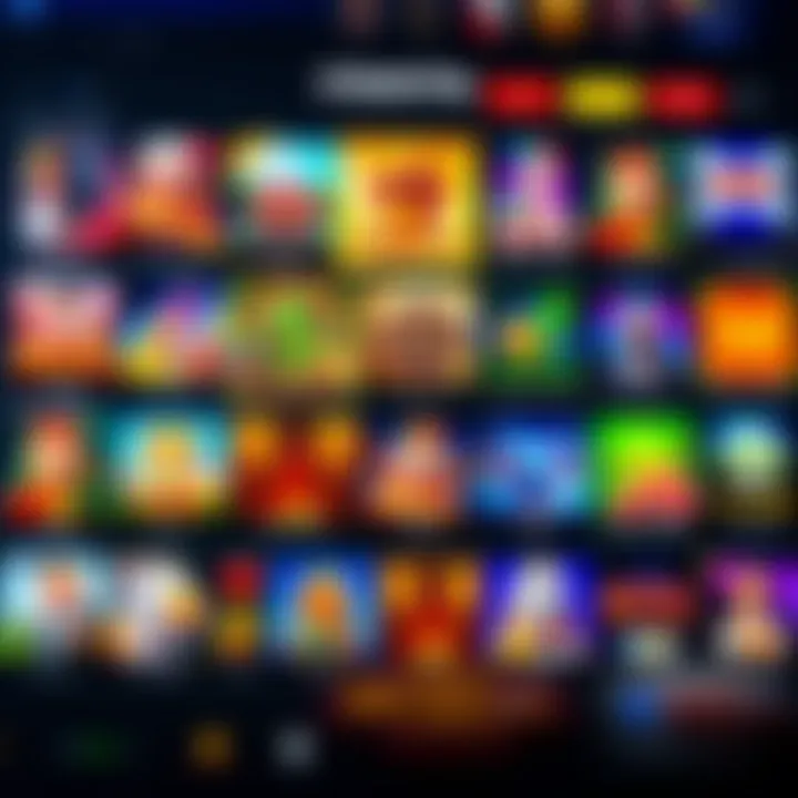 User interface showcasing diverse selection of casino games on a digital platform