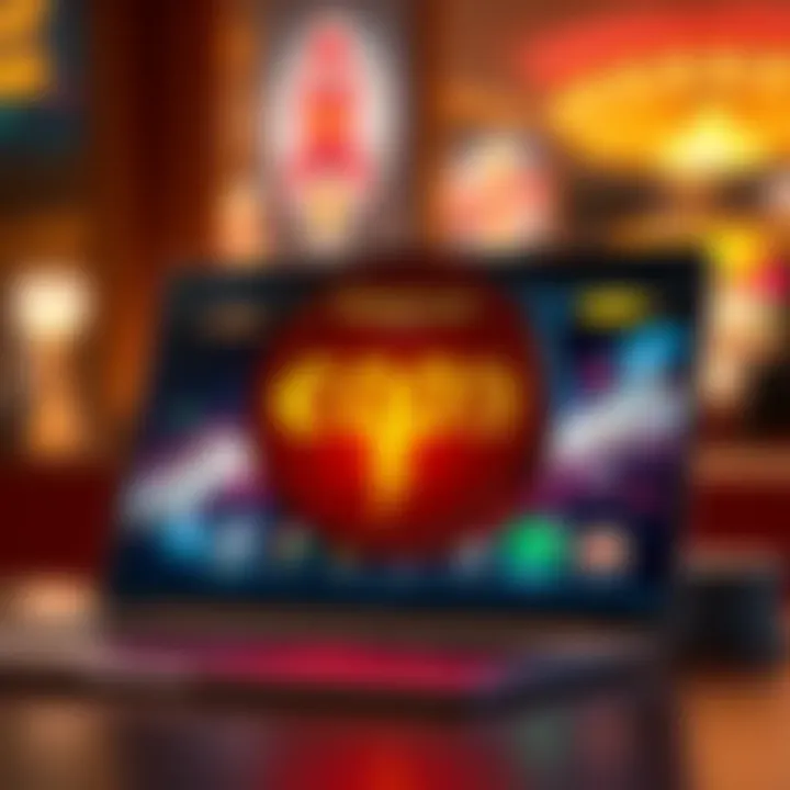 Digital illustration showing a glowing casino token with a discount code floating above a laptop screen displaying Rocket Play Casino