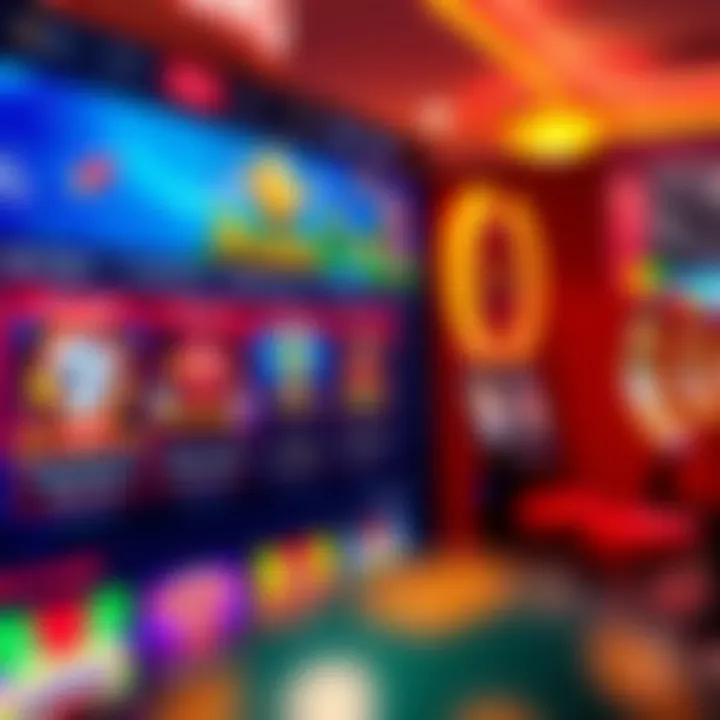 Colorful online casino interface showing various slot games and navigation options