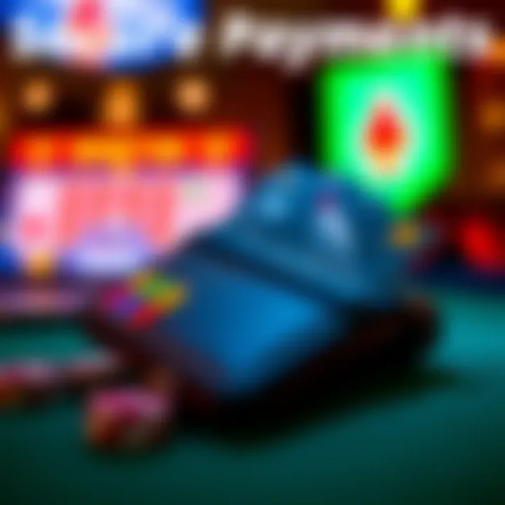 Illustration of a digital wallet and multiple payment cards symbolizing secure and flexible payment options at Rocket Play Casino