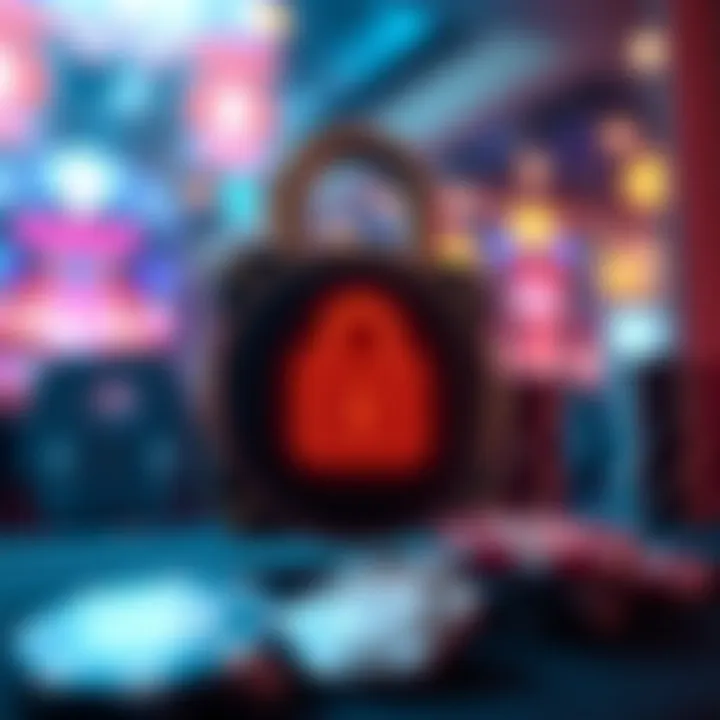 Graphic representation of a digital lock and gaming tokens symbolizing safety and fairness in online gambling