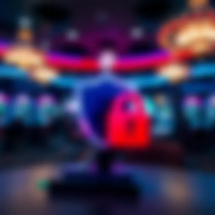 Ensuring Safe and Secure Online Gaming at Rocket Play Casino Secure online casino environment with shield and lock icons symbolizing player protection