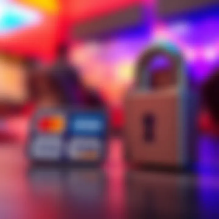 Secure online payment methods icons alongside a digital lock symbolizing safety