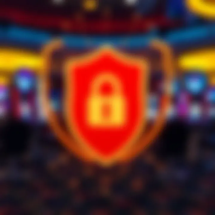 Secure digital shield symbolizing online security measures and player protection at a casino