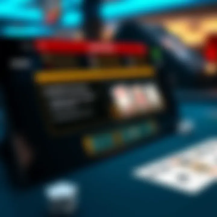 Illustration of a digital blackjack game interface highlighting simplified rules and strategy options