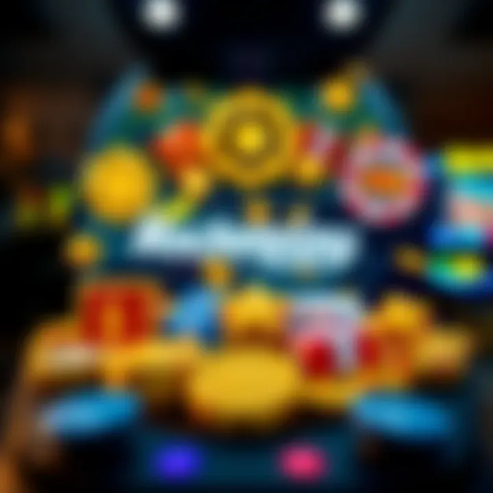 Collection of reward symbols and bonus offers around a gaming console