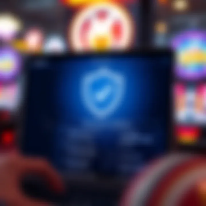Graphic showing a secure online gaming environment with a shield symbol and a checklist of bonus terms and conditions