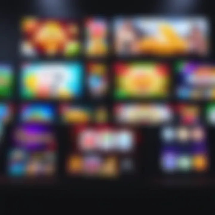 Variety of casino games displayed on digital devices with payment options icons