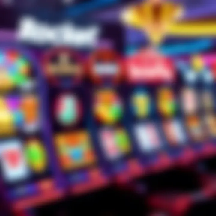 Colorful online casino slot reels with vibrant symbols and bright lights