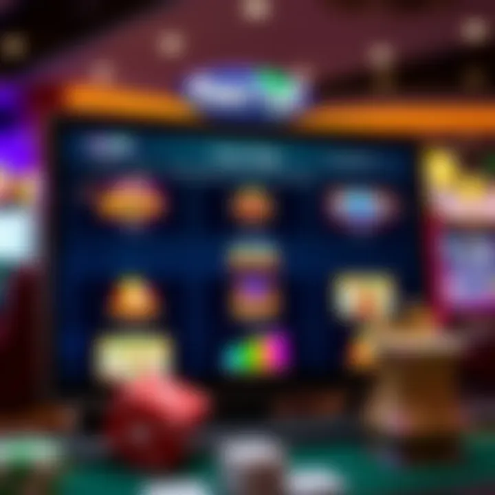 Online casino game screen showing eligible slot and table games for free chip use