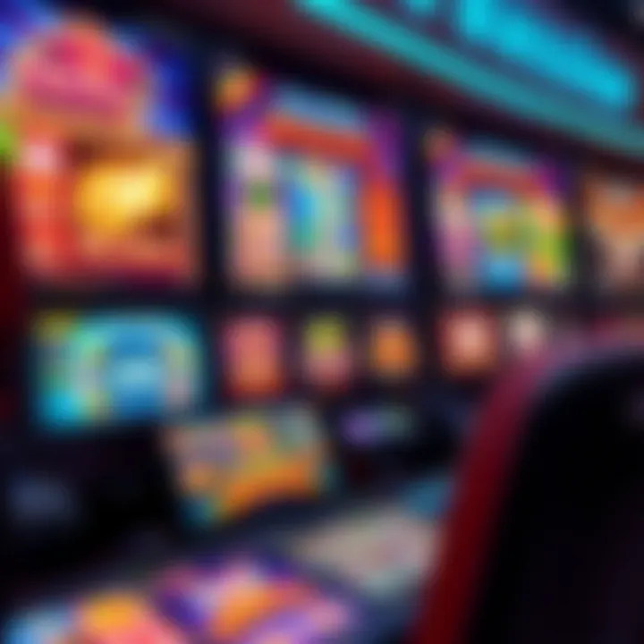 Colorful online casino interface displaying a variety of slot games with vibrant graphics