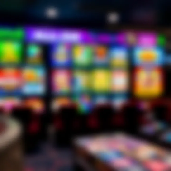 Colorful assortment of casino games displayed on a digital screen