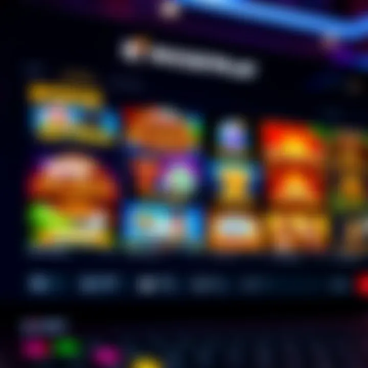 Online casino interface showing variety of slot games and betting options
