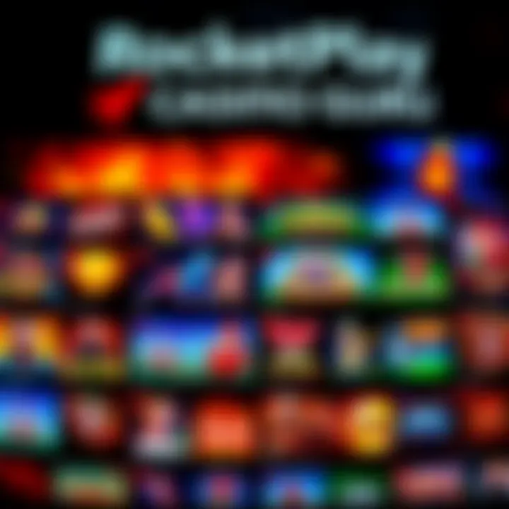 Diverse Game Selection at RocketPlay Casino Guru Variety of online casino games displayed on a digital interface under the RocketPlay Casino Guru banner