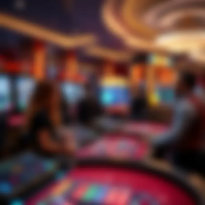 Digital interface displaying live casino table games with interactive dealer and players