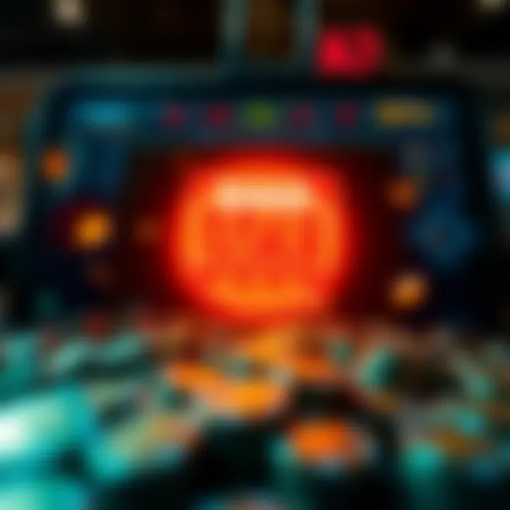 Bright casino tokens surrounding a glowing bonus code on a digital screen