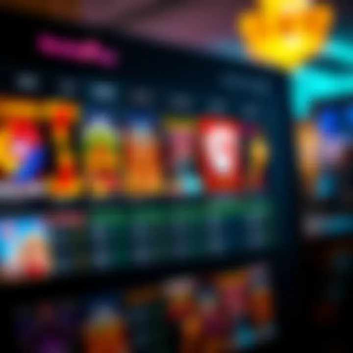 Online casino interface displaying various slot games and betting options