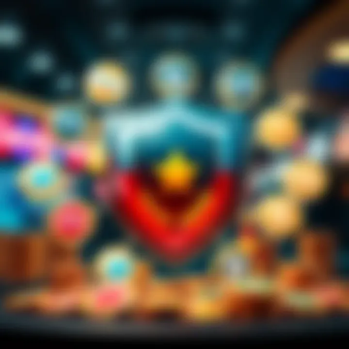 Secure online payment methods icons surrounding a shield symbolizing player safety