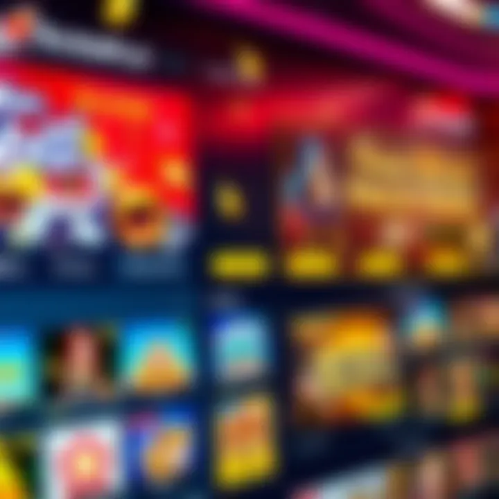 Colorful online casino interface showcasing game selection and promotional banners