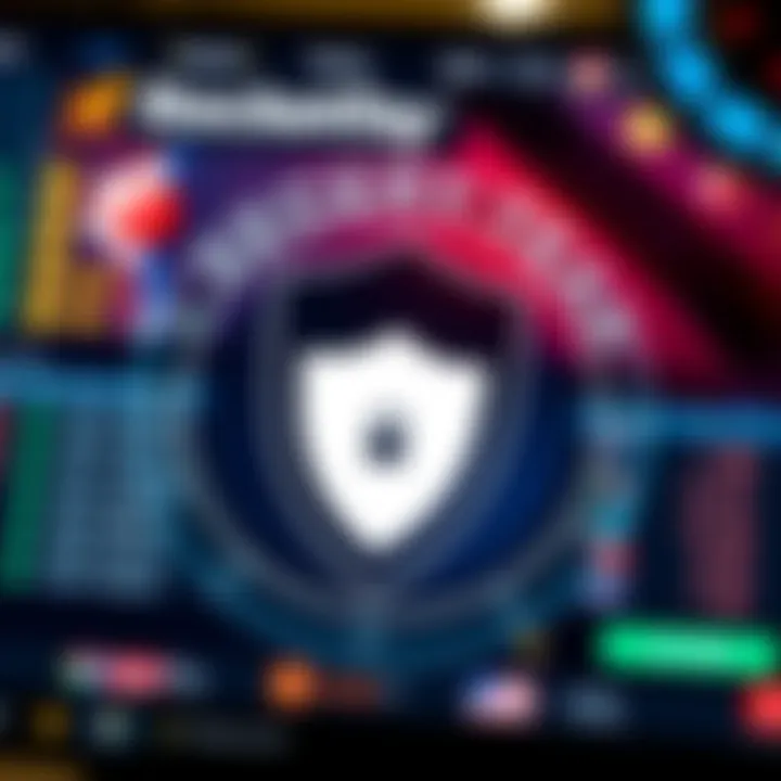 Secure online casino interface with a shield symbol representing safety and trust