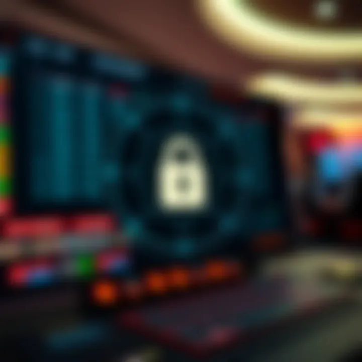 Secure online casino environment with digital lock icon and user-friendly navigation elements