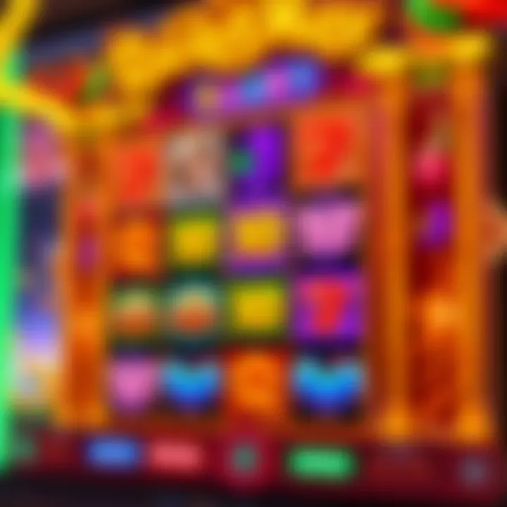Colorful online slot game interface with dynamic symbols and vibrant graphics