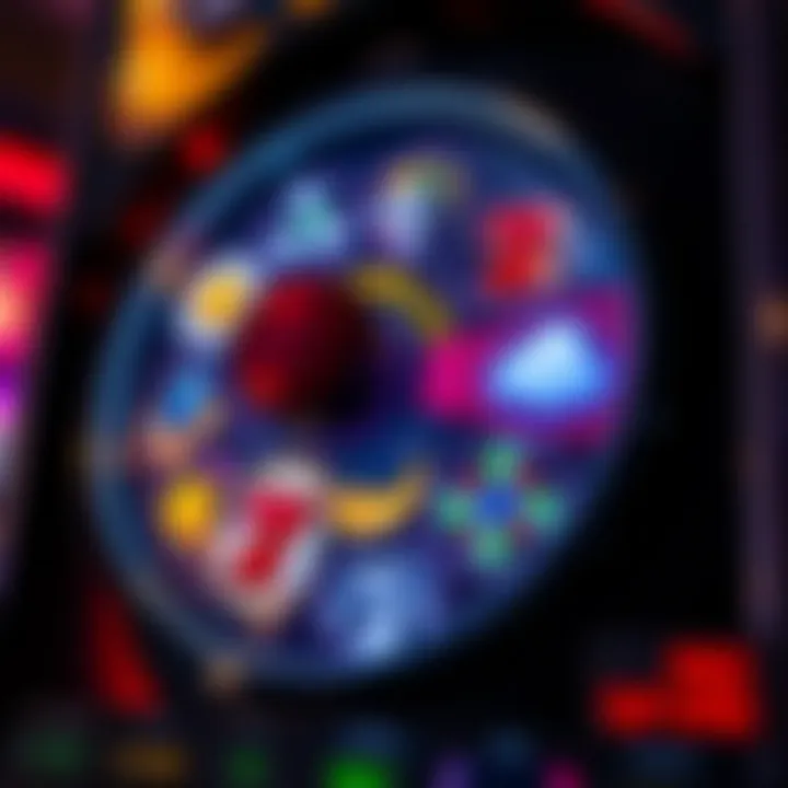 Illustration of a spinning slot machine reel displaying various symbols representing free spins