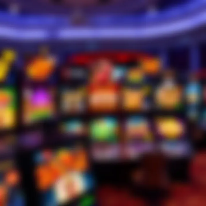 Variety of engaging online casino games including slots, poker, and table games with vibrant graphics