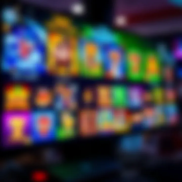 Colorful online casino game selection on digital screen