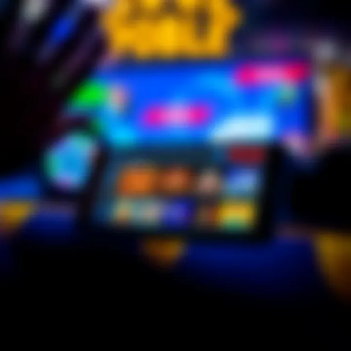 Mobile phone displaying RocketPlay Mobile Casino interface with various casino games and colorful graphics
