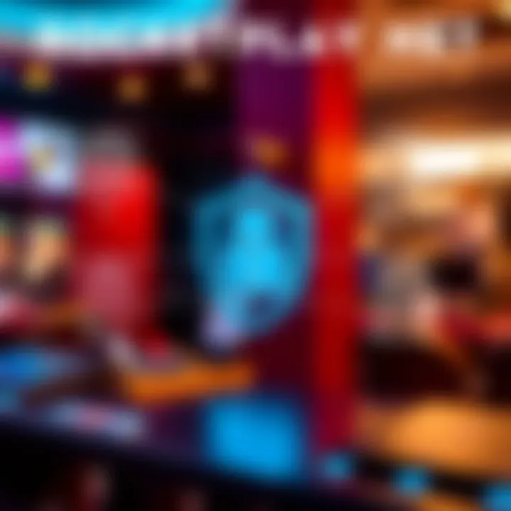 Secure online gaming environment with digital security icons representing protection and user safety