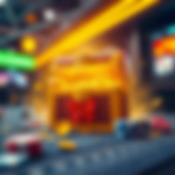 Illustration of a glowing treasure chest symbolizing bonus rewards offered by an online casino