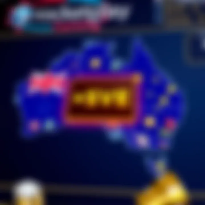 Illustration of Australian map with casino symbols and highlighted promotional offer