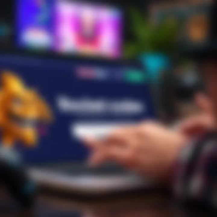 Entering Rocketplay Promo Codes on an Online Platform Illustration showing a digital coupon code being entered on a laptop for online gaming bonuses