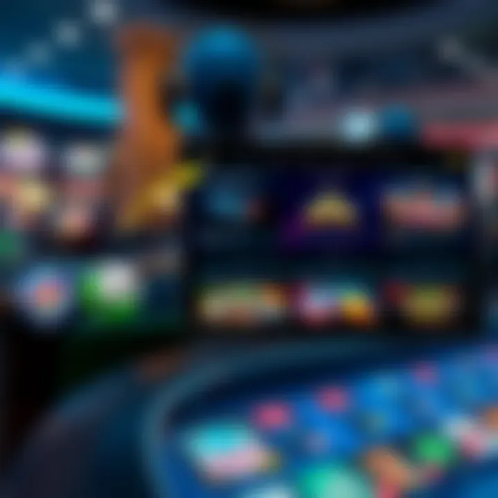 Illustration showing various features available on Rocketplay xyz platform including gaming options and user interface