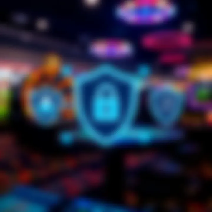 Illustration of secure online casino environment with digital safety icons