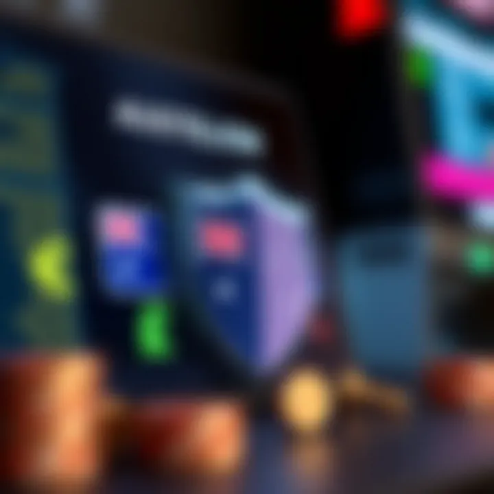 Graphic showing a secure online transaction with Australian currency symbols and a shield for safety