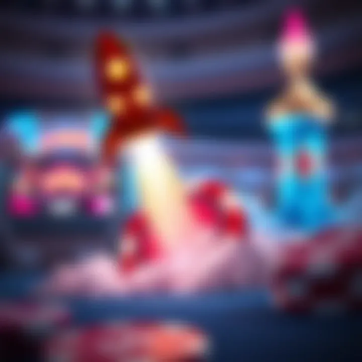 Illustration showing a glowing rocket launching from a casino chip